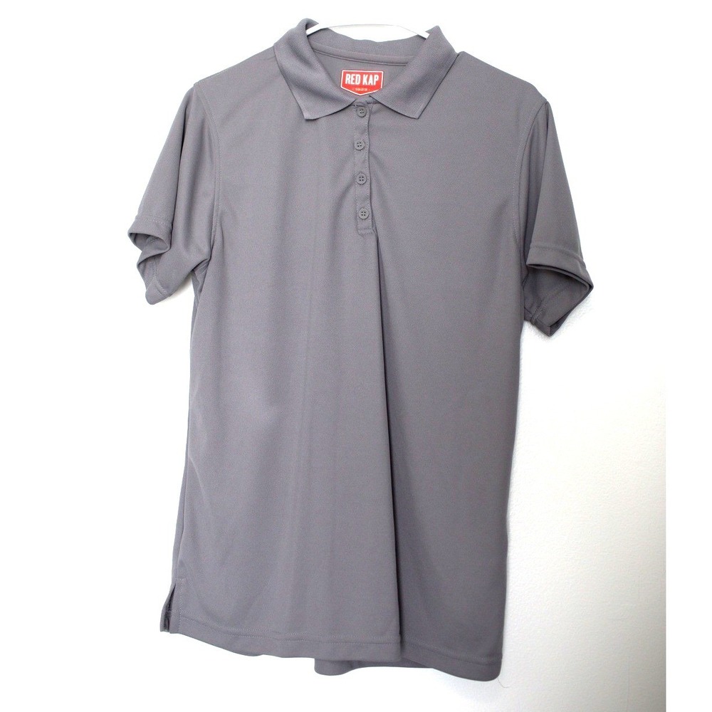 Red Kap Mens Performance Polo Shirt Gray Short Sleeve Work Uniform Size Medium